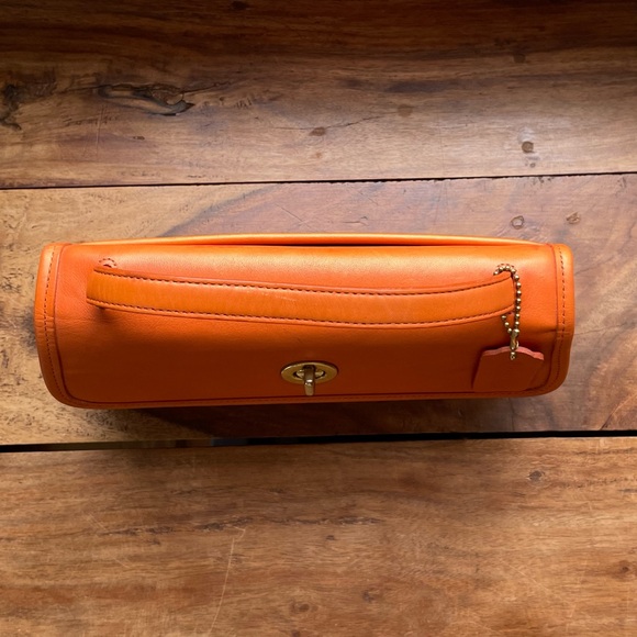 Vintage Coach Tangerine Orange 9044 Geometric Clutch Crossbody Purse Bag Rare - Picture 11 of 16